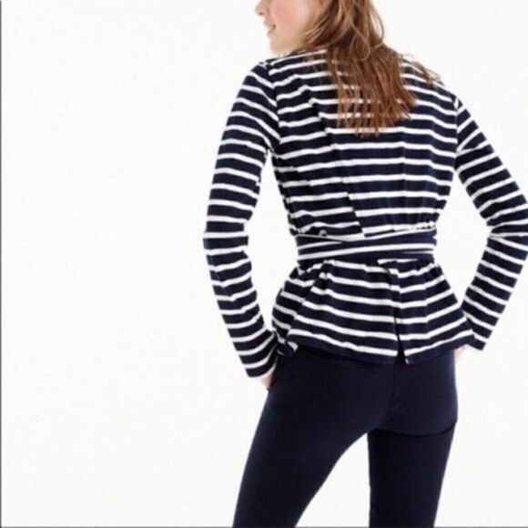 NWT!!! J Crew womans sweatshirt size Large BoxSbelted long sleeve striped - Picture 7 of 7
